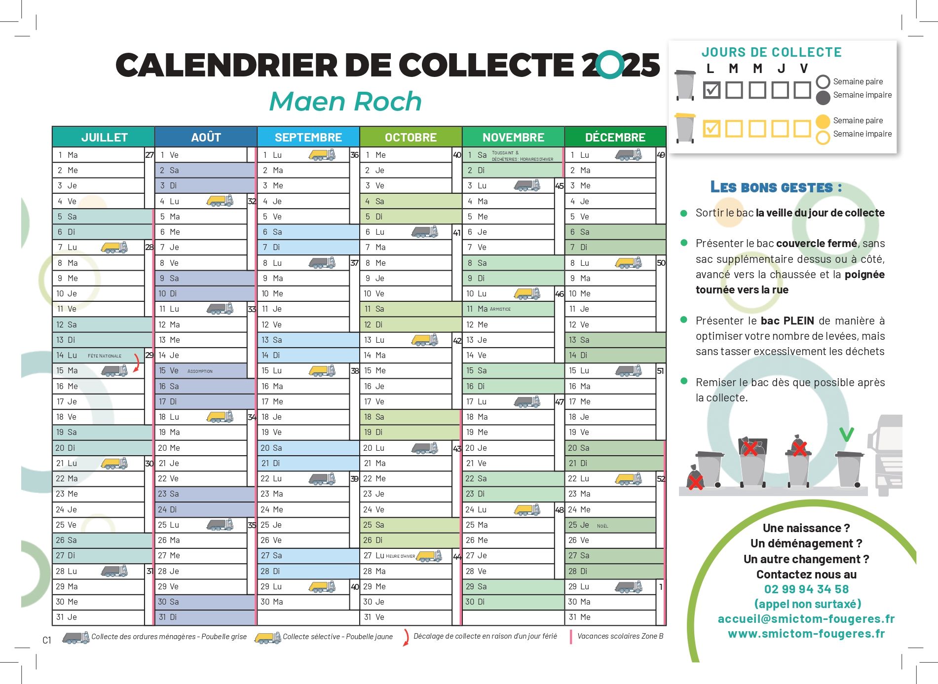 Calendrier de collecte 2025 Maen Roch (35)